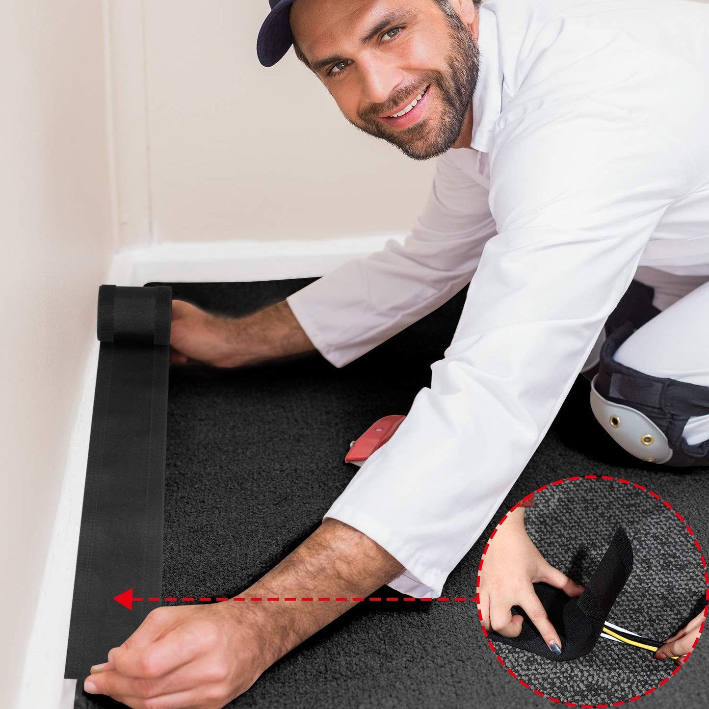 4" Velcro Grip for Cable Cords on Carpets, 2-Pack (10 ft) - Grip Support Store