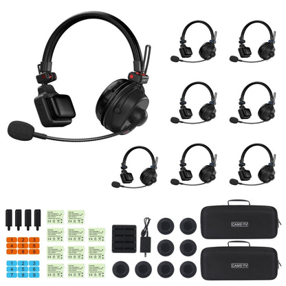CAME-TV WAERO Pro Full Duplex Dual Antenna 1.9G Lightweight Wireless Intercom Headset - 8 Pack - Grip Support Store