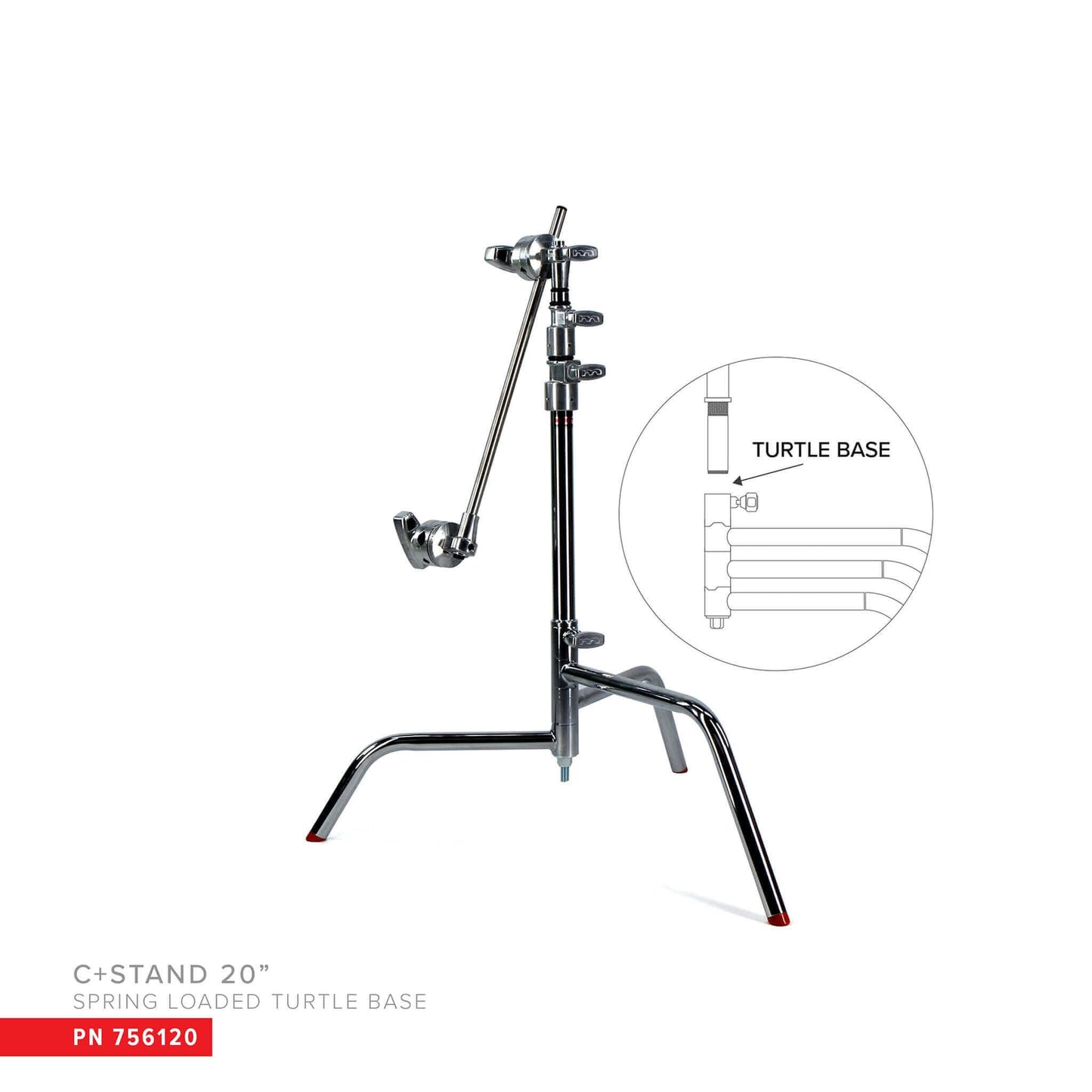 20" C+Stand w/Turtle Base, Grip Head & Arm Chrome - Grip Support Store
