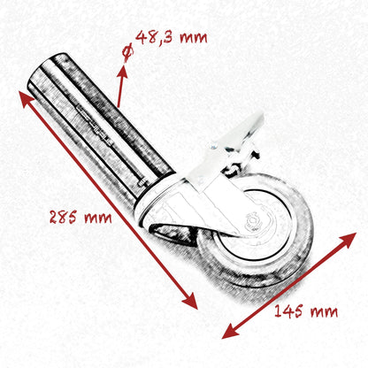 48.3mm (1"1/2 ) STARTER PIN WITH 100mm (4")  WHEELS SET - Grip Support Store