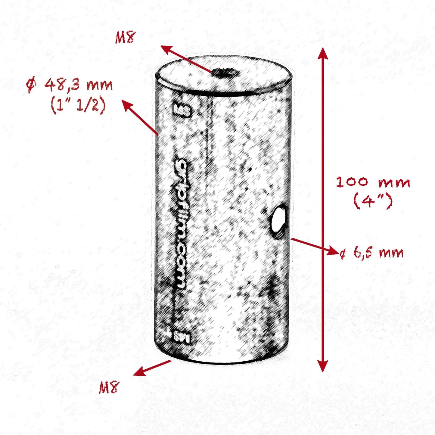 M8 - M8 STARTER PIN 48.3mm ( 1" 1/2 ) SET - Grip Support Store