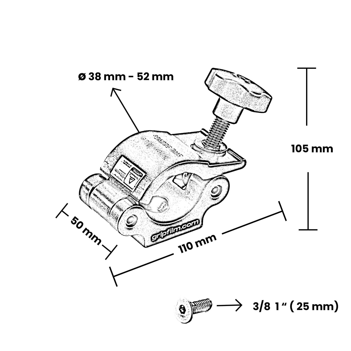 38 - 52mm HALF COUPLER CLAMP SET - Grip Support Store