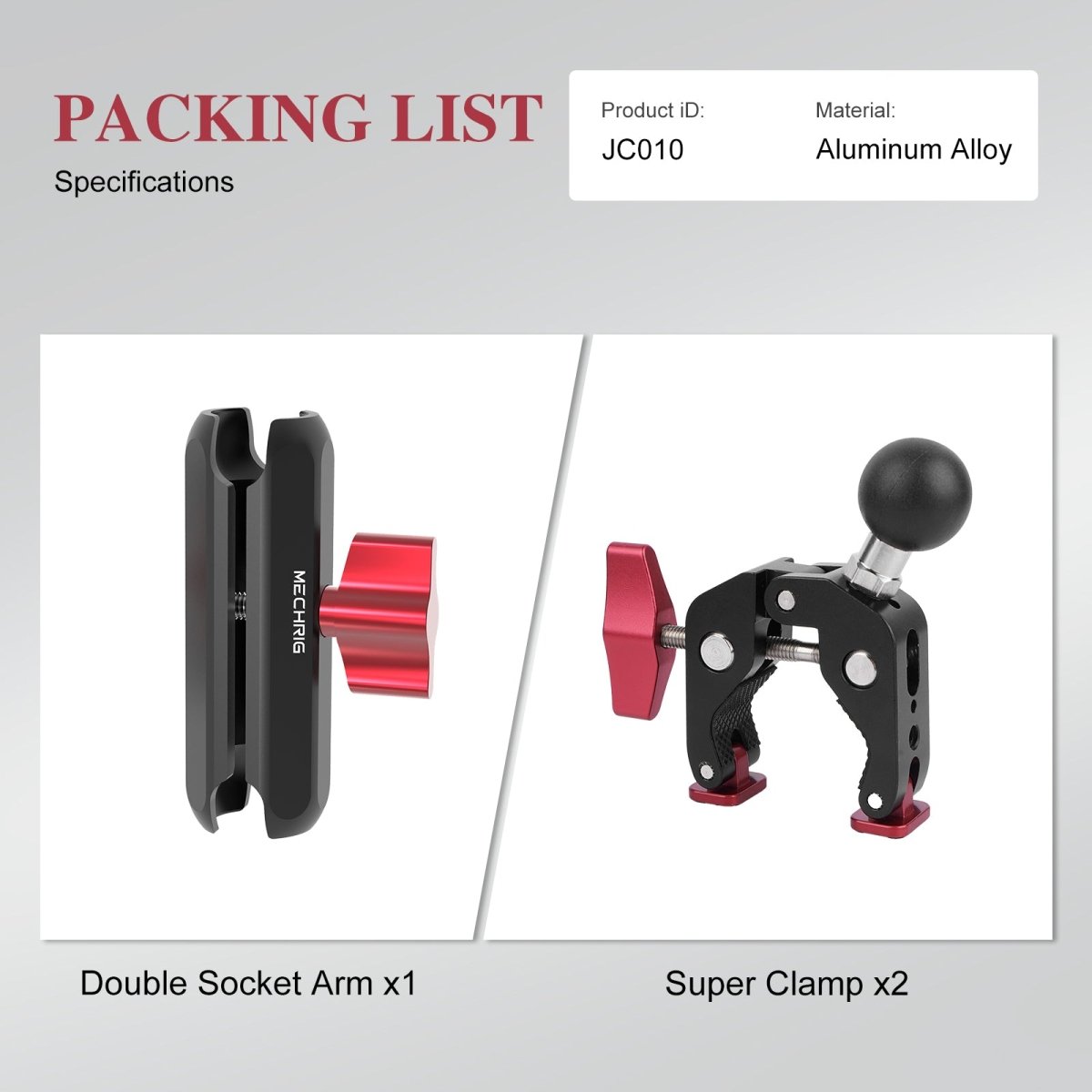 Mechrig 360° Adjustable Dual Super Clamp Mount with Ball Head Arm - Grip Support Store