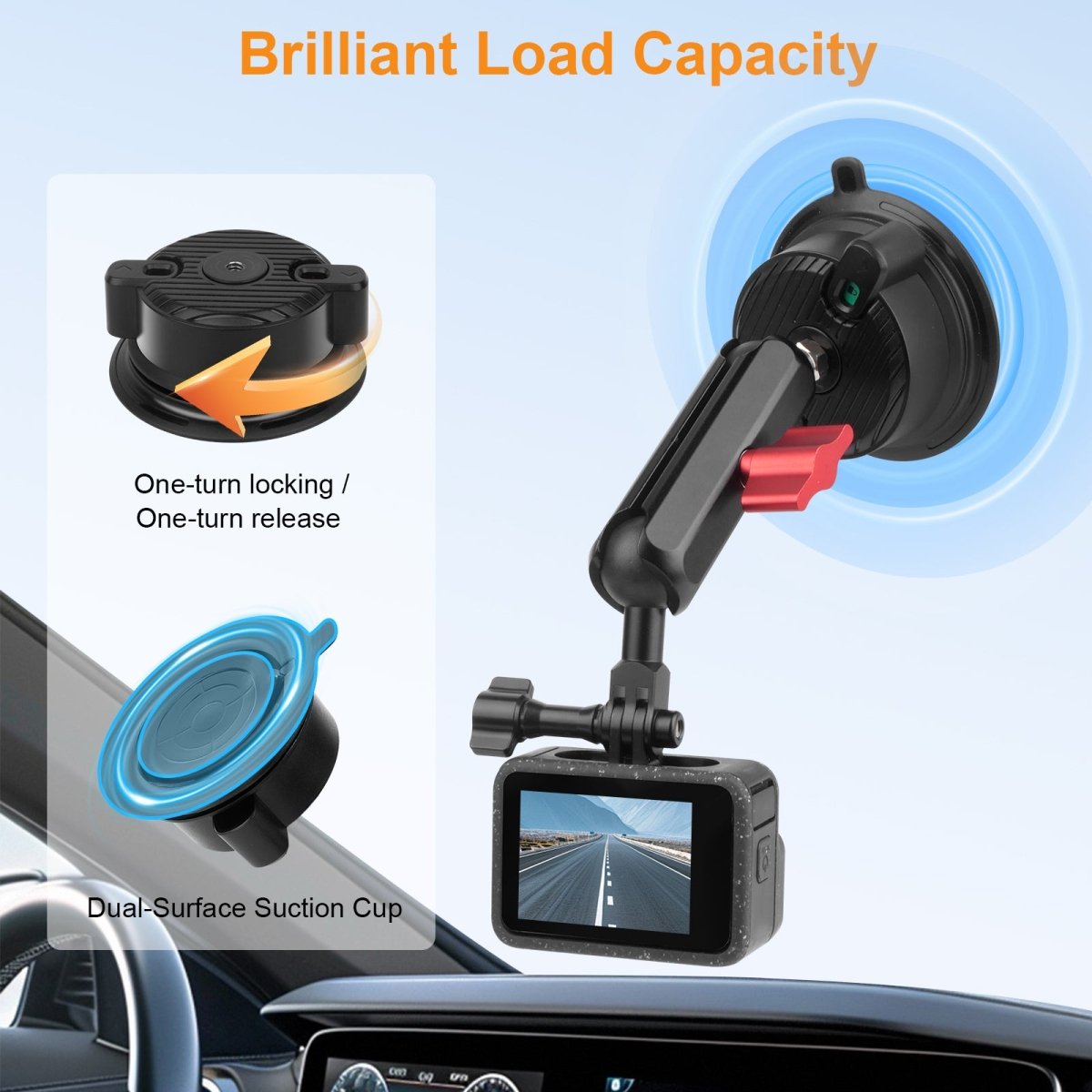 Mechrig 360° Suction Cup Camera Mount with 1/4" Screw Adapter - Grip Support Store