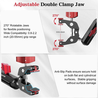 Mechrig Adjustable Camera Mount with 5-Section Pole and Four Super Clamps - Grip Support Store
