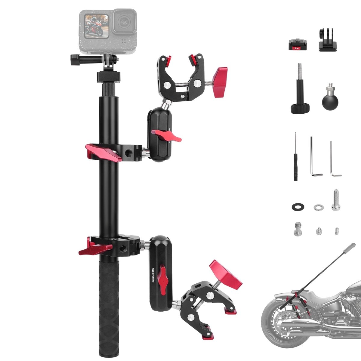 Mechrig Adjustable Camera Mount with 5-Section Pole and Four Super Clamps - Grip Support Store
