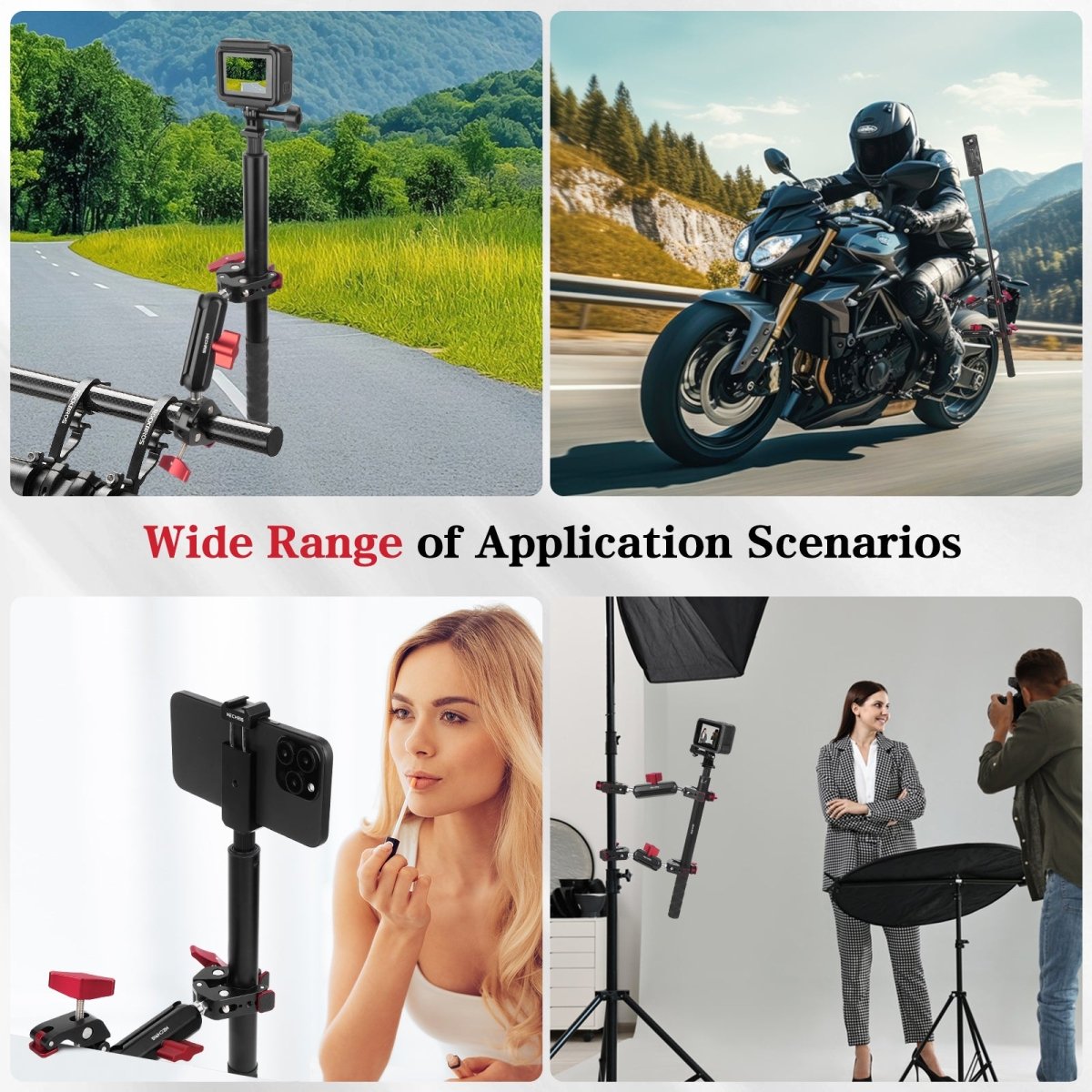 Mechrig Adjustable Camera Mount with 5-Section Pole and Four Super Clamps - Grip Support Store