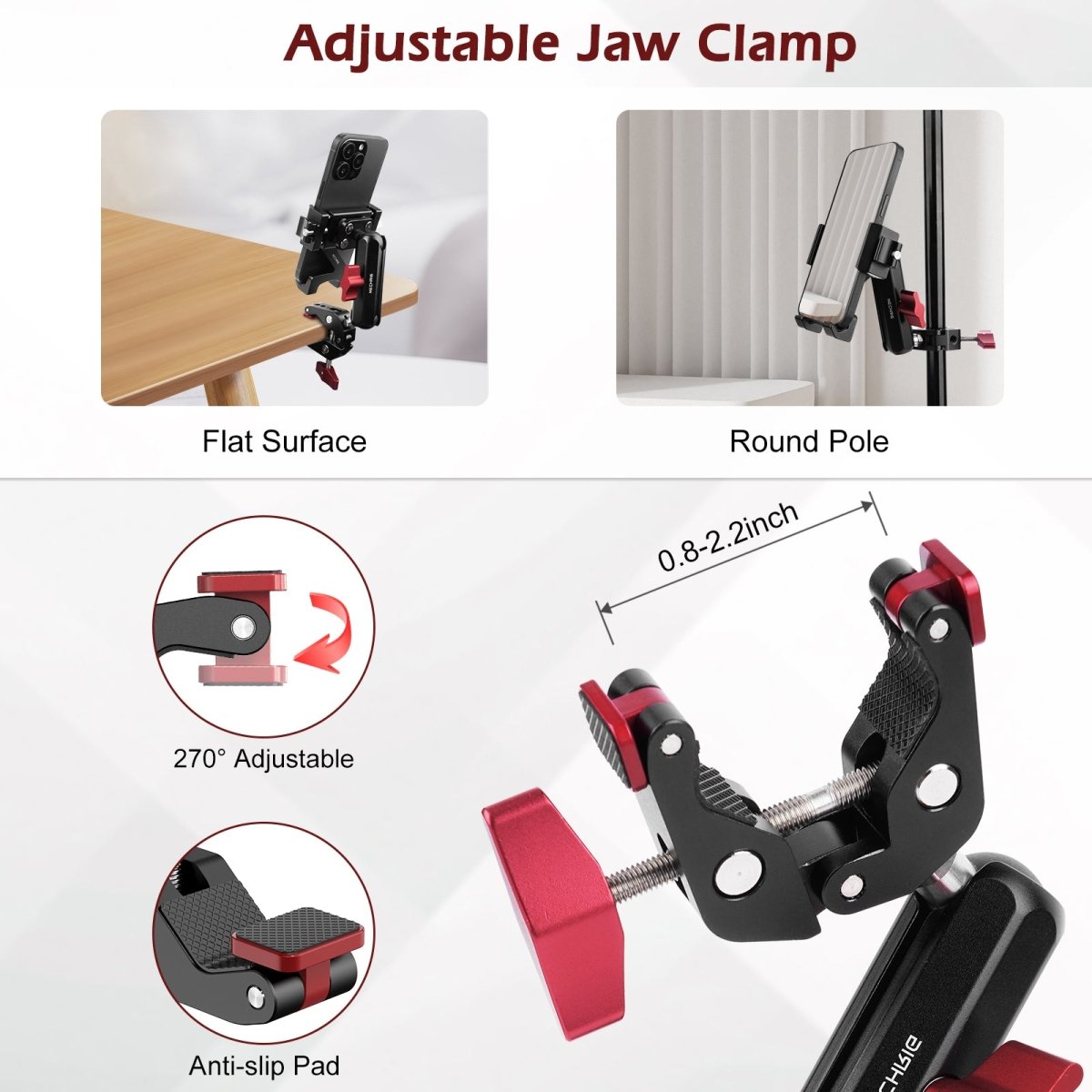 Mechrig Quick-Release Phone Mount with 360° Ball Head and Super Clamp - Grip Support Store