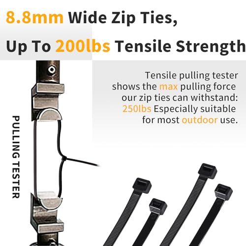 Heavy Duty 18 Inch / Black Zip Ties - 50 Pack - Grip Support Store