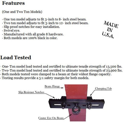 One Ton Beam Clamps - Grip Support Store